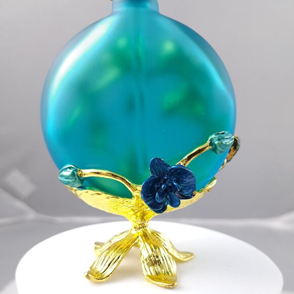 Stunning Blue Frosted Glass Decorative Bottle - Picture 3 of 8